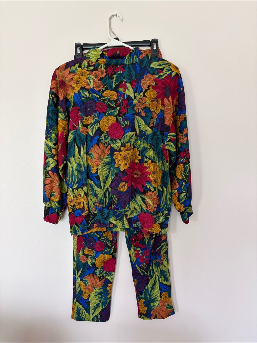 Vintage 80s floral top and pants set